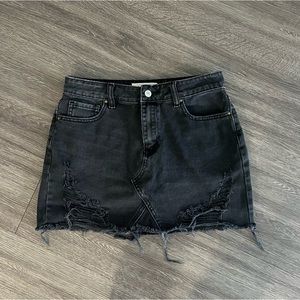 Pacsun Distressed Black Denim Skirt